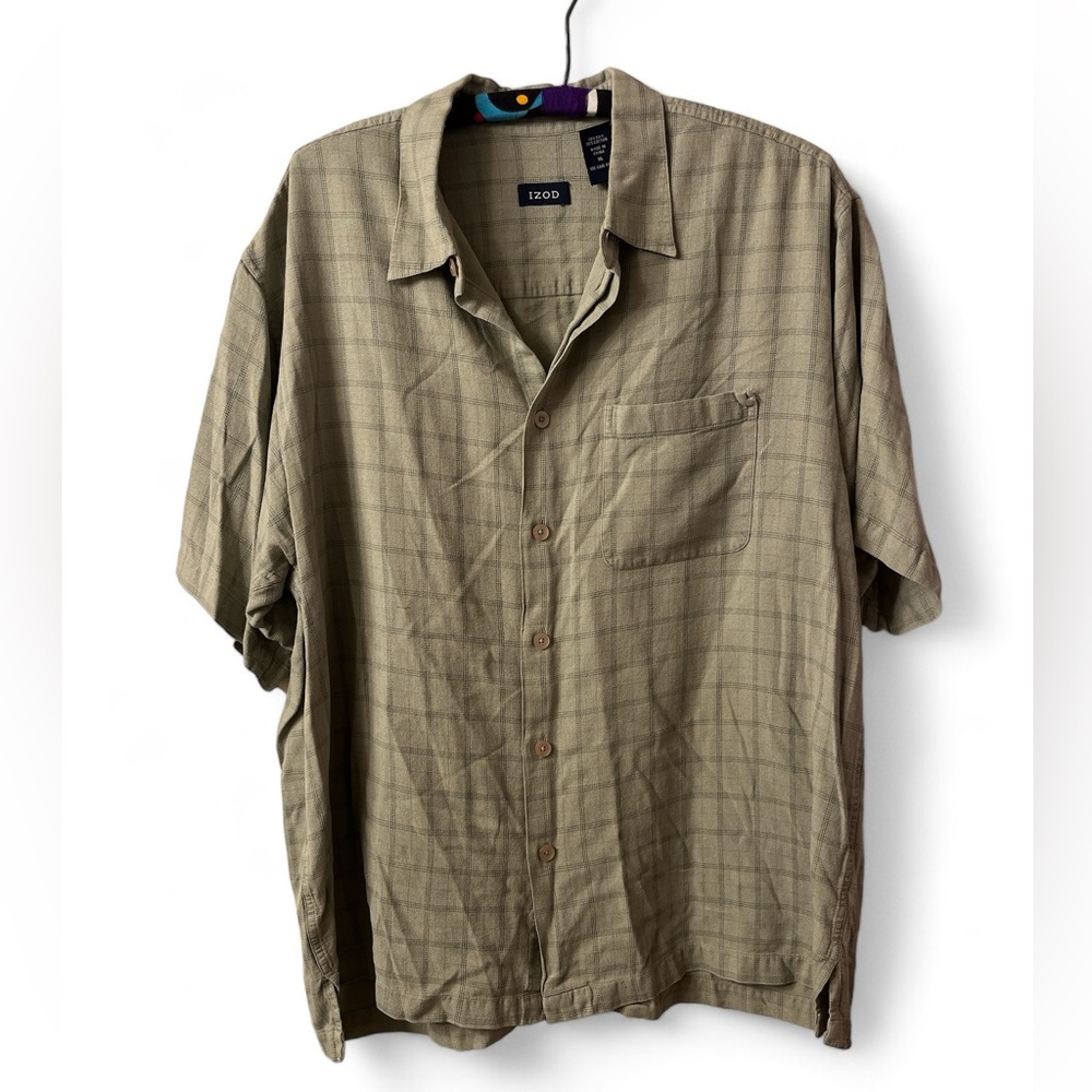 Vintage IZOD Men's Silk and Cotton Causal Button Down Shirt Size XL